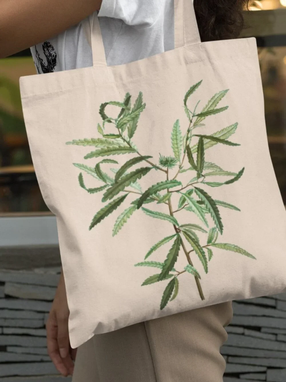 Rusty Fern Vintage Botanical Print Graphic Canvas Tote Bag